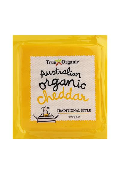 True Organics Aussie Cheddar Cheese Block 200g